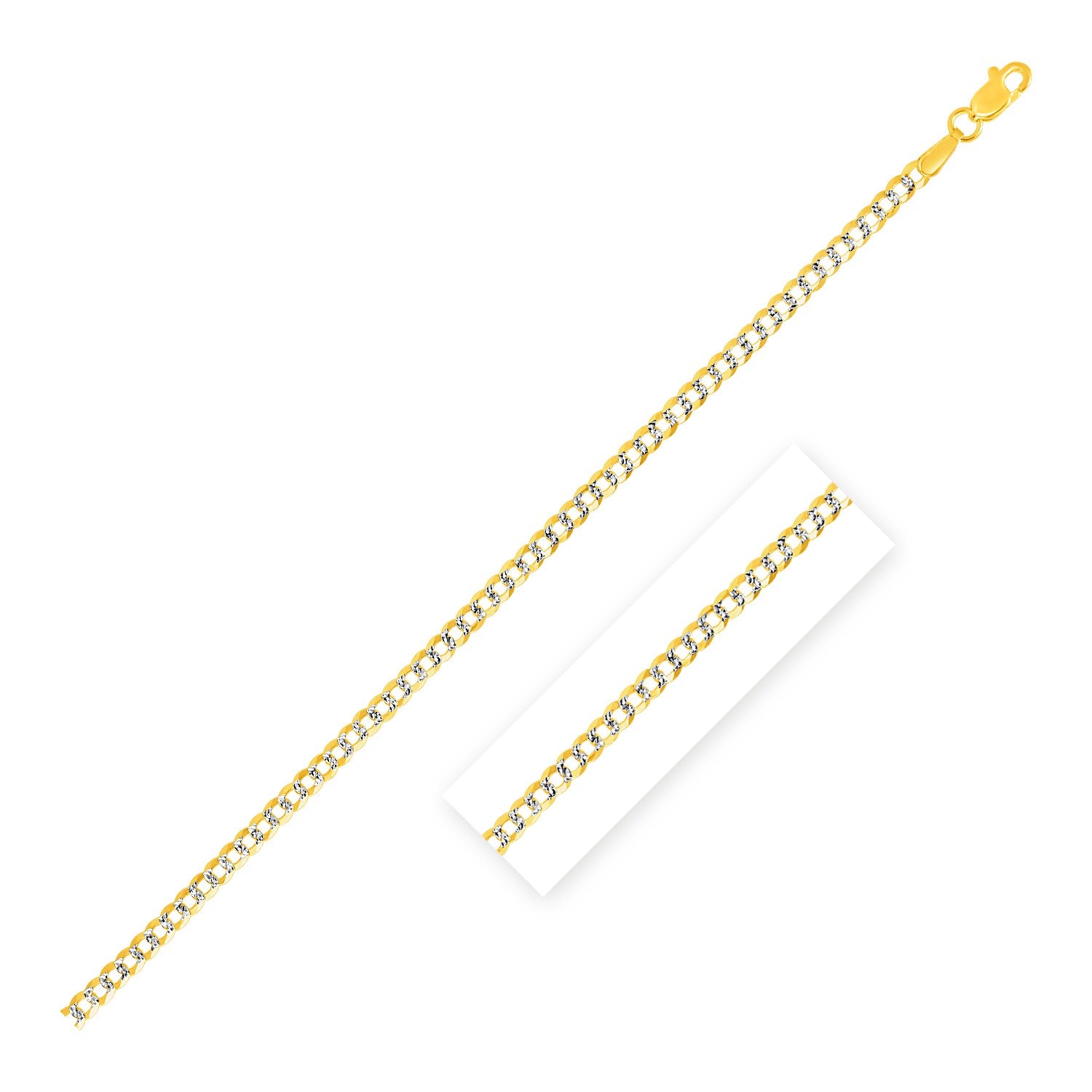 2.6 mm 14k Two Tone Gold Pave Curb Chain 16"