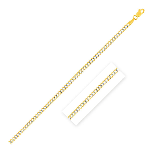 2.6 mm 14k Two Tone Gold Pave Curb Chain 16"