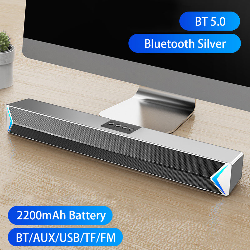TV Sound Bar Wireless Bluetooth-compatible Surround SoundBar For PC Theater TV Speaker Home Theater FM Radio Surround Soundbar S13 Silver Bluetooth