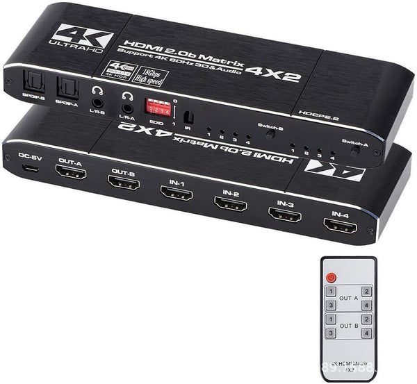 HDMI Matrix Four-In Two-Out Splitter Switcher HDMI Bidirectional Switcher 4K Video Splitter