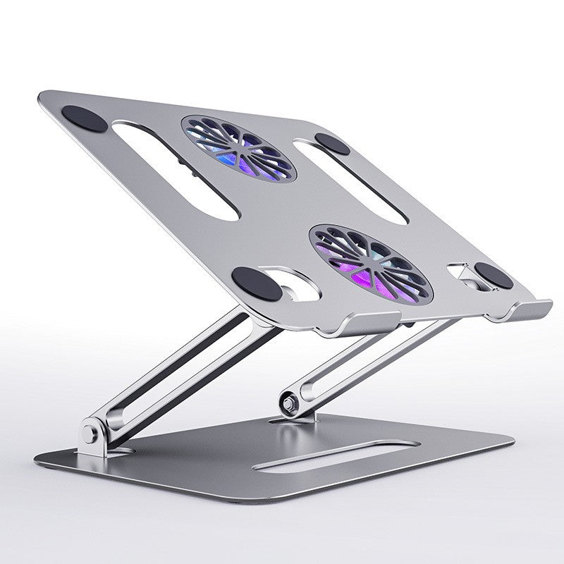 Adjustable Laptop Stand With Cooling Fans Base Support Laptop Table For Bed Folding Notebook Holder Stand Laptop Cooling Bracket Silver