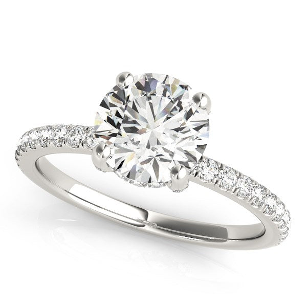 14k White Gold Diamond Engagement Ring with Scalloped Row Band (2 1/4 cttw) 8.5