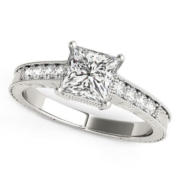 14k White Gold Antique Style Diamond Engagement Ring (1 1/8 cttw) 7.5