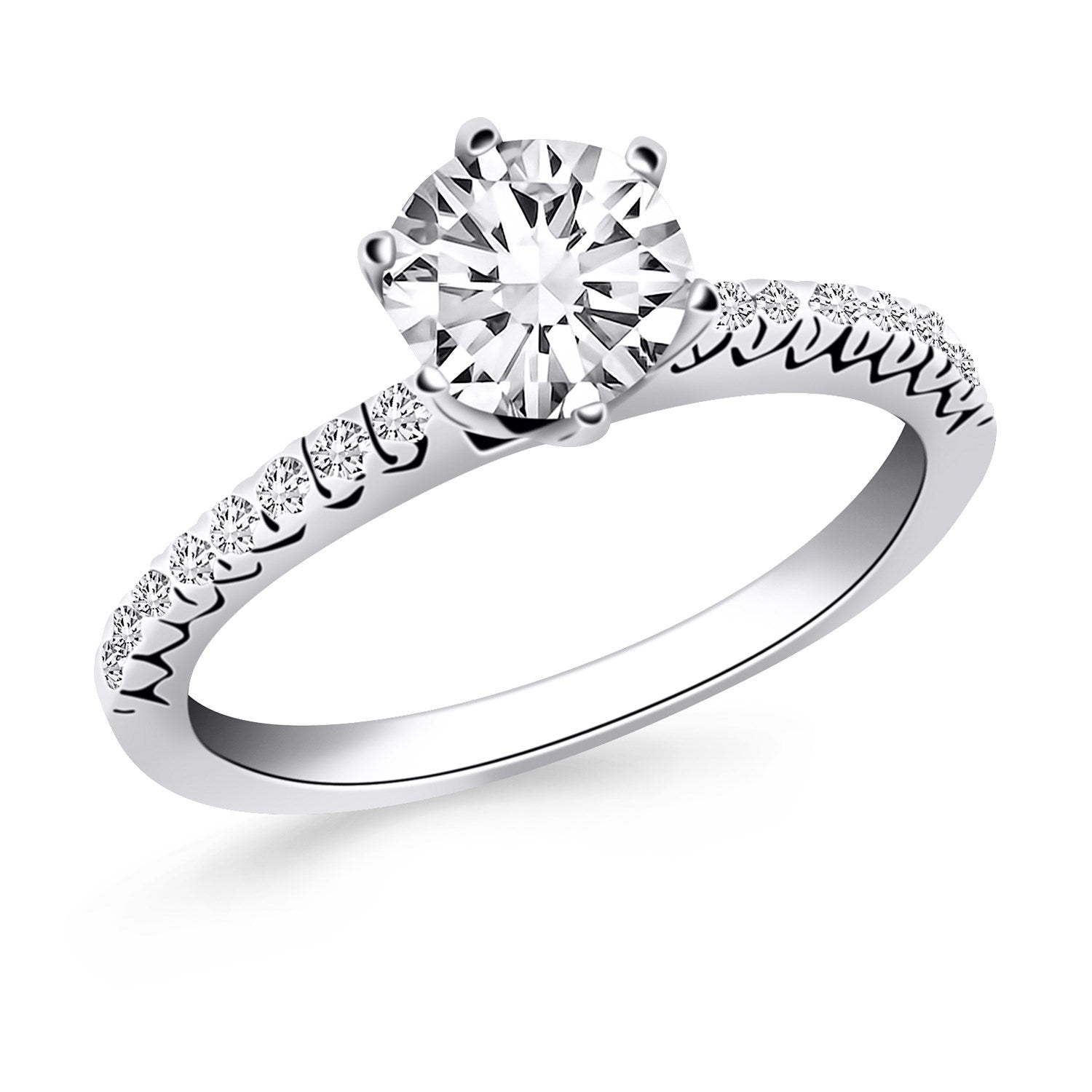 14k White Gold Engagement Ring with Fishtail Diamond Accents 9