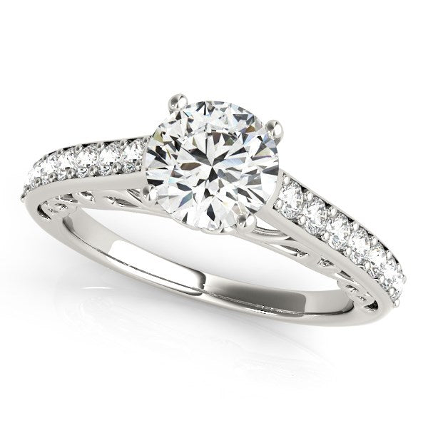 14k White Gold Unique Detailing Diamond Engagement Ring (1 1/3 cttw) 9