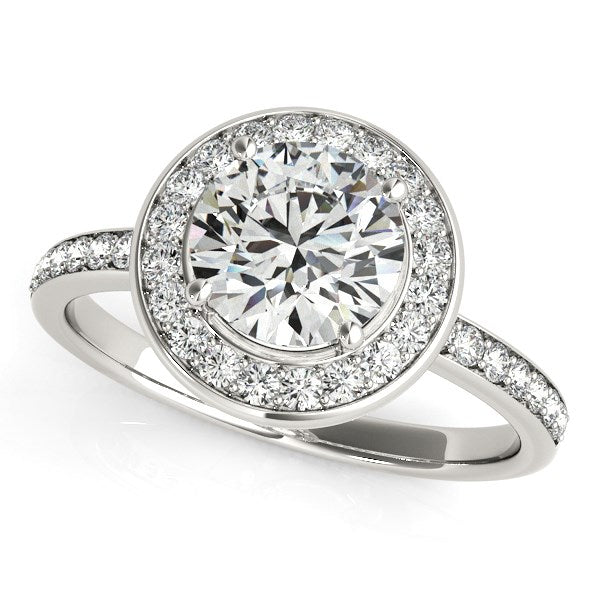 14k White Gold Round Halo Diamond Engagement Ring (1 1/2 cttw) 8.5