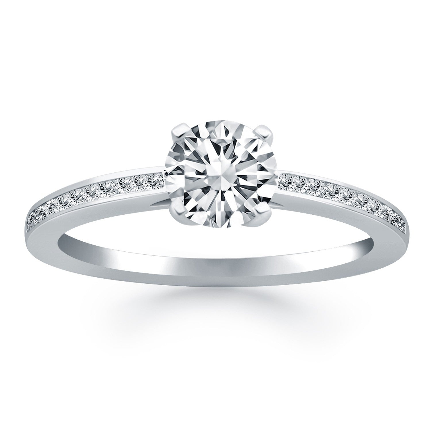14k White Gold Channel Set Cathedral Engagement Ring 8