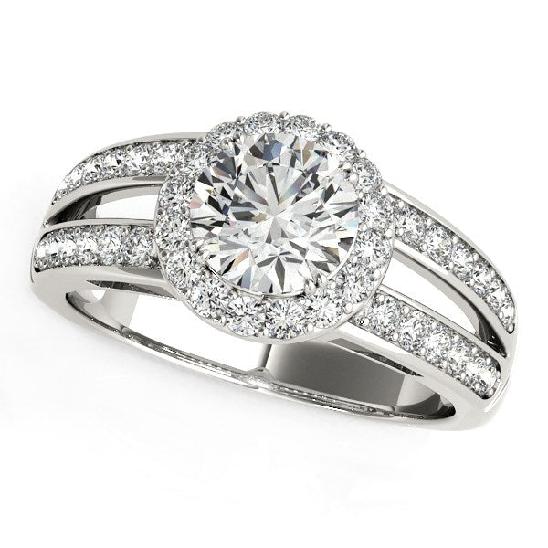 14k White Gold Round Split Shank Style Diamond Engagement Ring (1 1/2 cttw) 9
