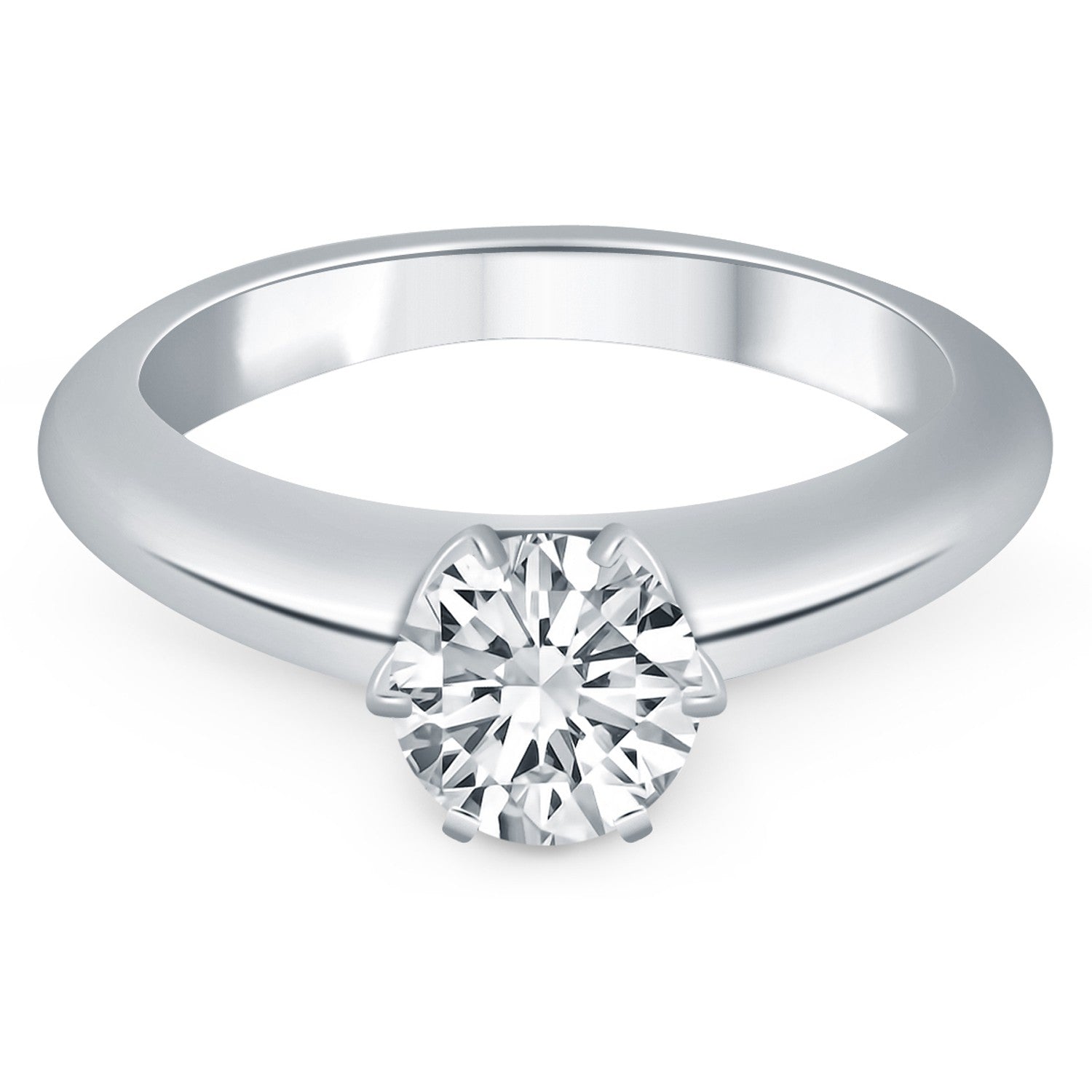 14k White Gold Solitaire Cathedral Engagement Ring 7.5