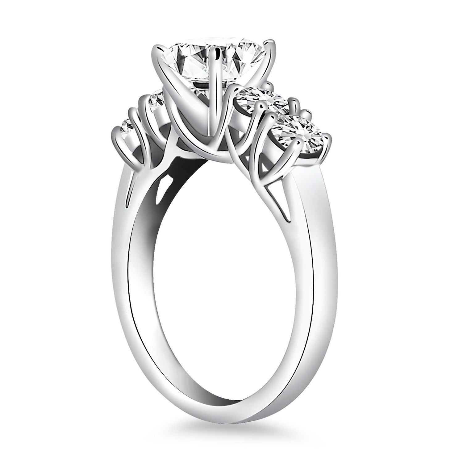 14k White Gold Five Stone Diamond Trellis Engagement Ring 9