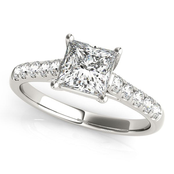 14k White Gold Trellis Set Princess Cut Diamond Engagement Ring (1 1/4 cttw) 9