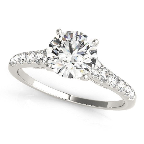 14k White Gold Diamond Engagement Ring With Single Row Band (1 3/4 cttw) 7