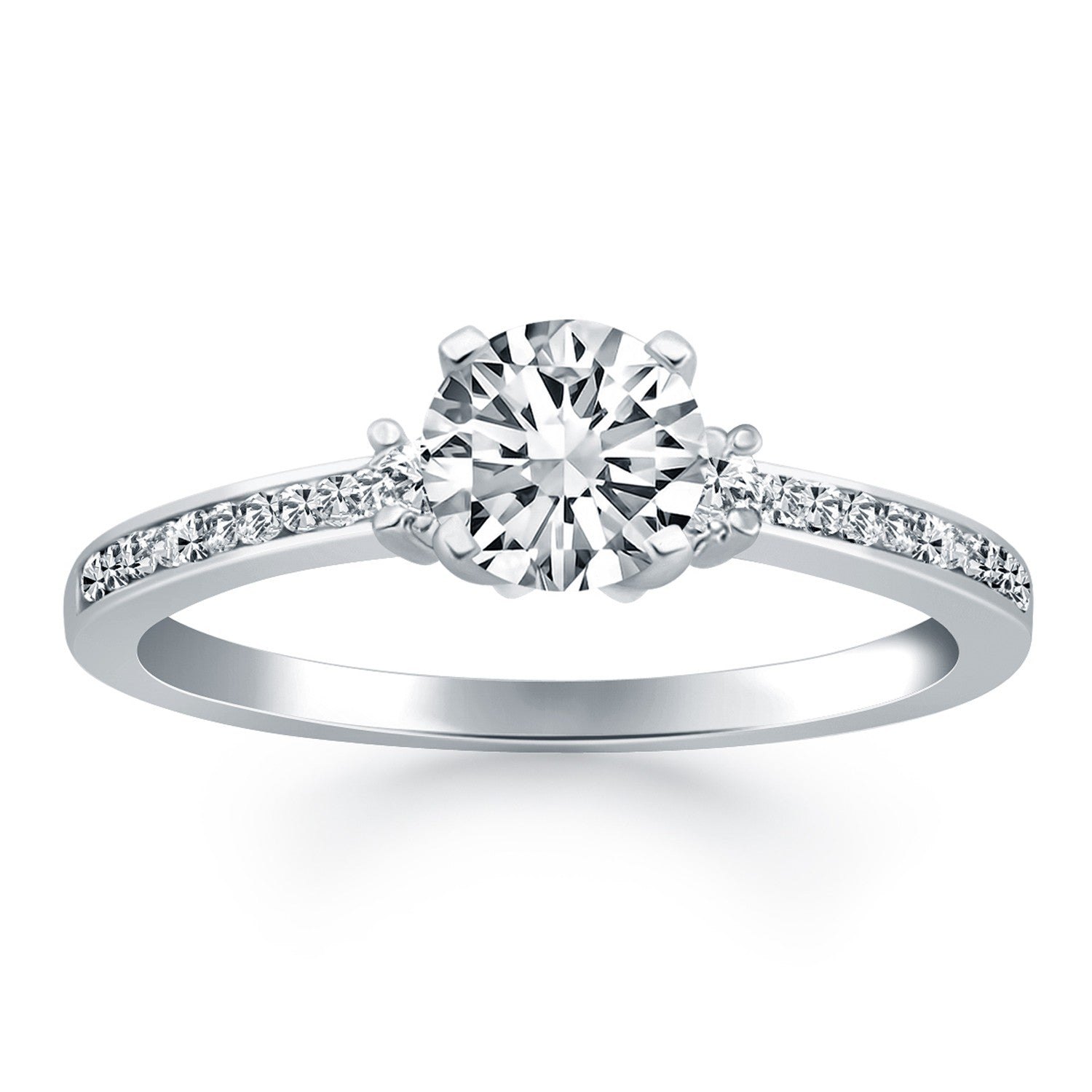 14k White Gold Diamond Accent Engagement Ring 8