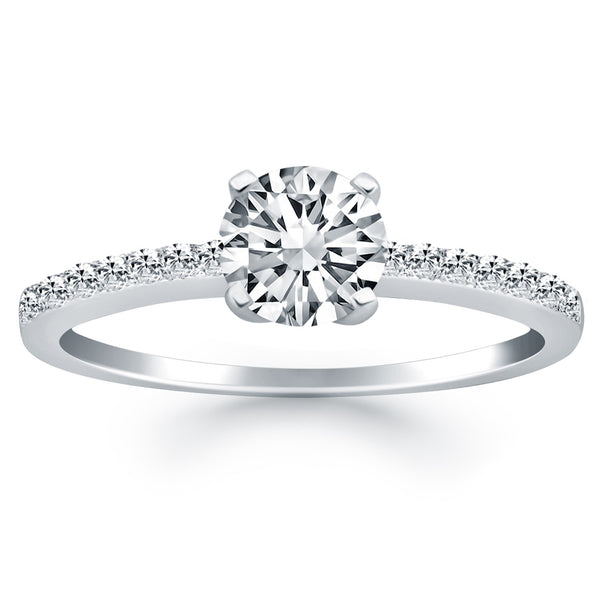 14k White Gold Engagement Ring with Pave Diamond Band 9