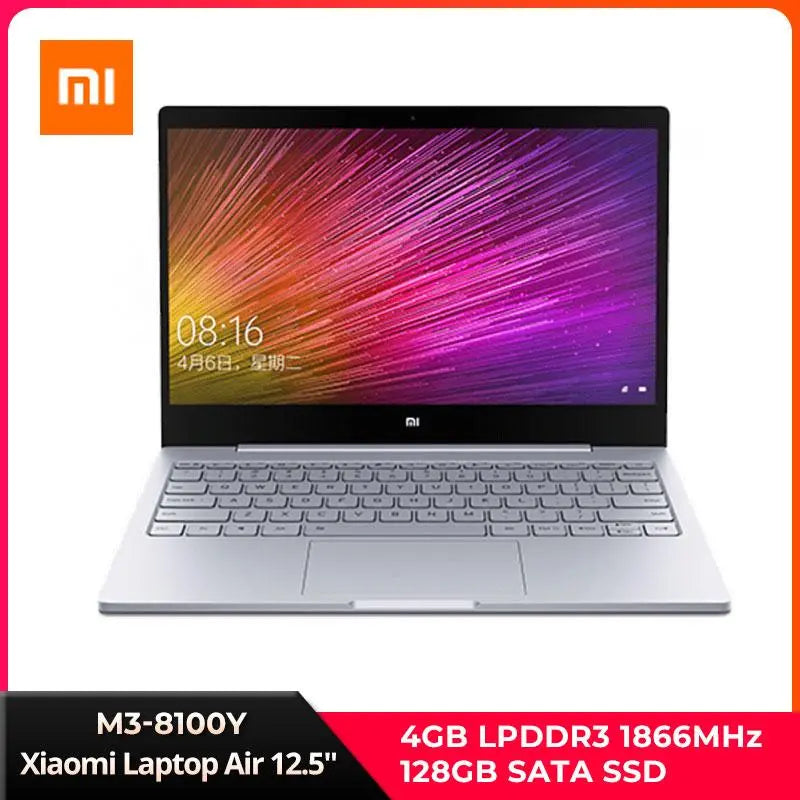 2019 Xiaomi Laptop Air 12.5'' Intel Core M3-8100Y Dual Core Notebook 4GB RAM 128GB SSD Dual Band HDMI Camera PC - GreatEagleInc
