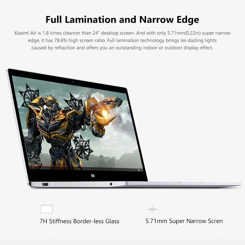 2019 Xiaomi Laptop Air 12.5'' Intel Core M3-8100Y Dual Core Notebook 4GB RAM 128GB SSD Dual Band HDMI Camera PC - GreatEagleInc