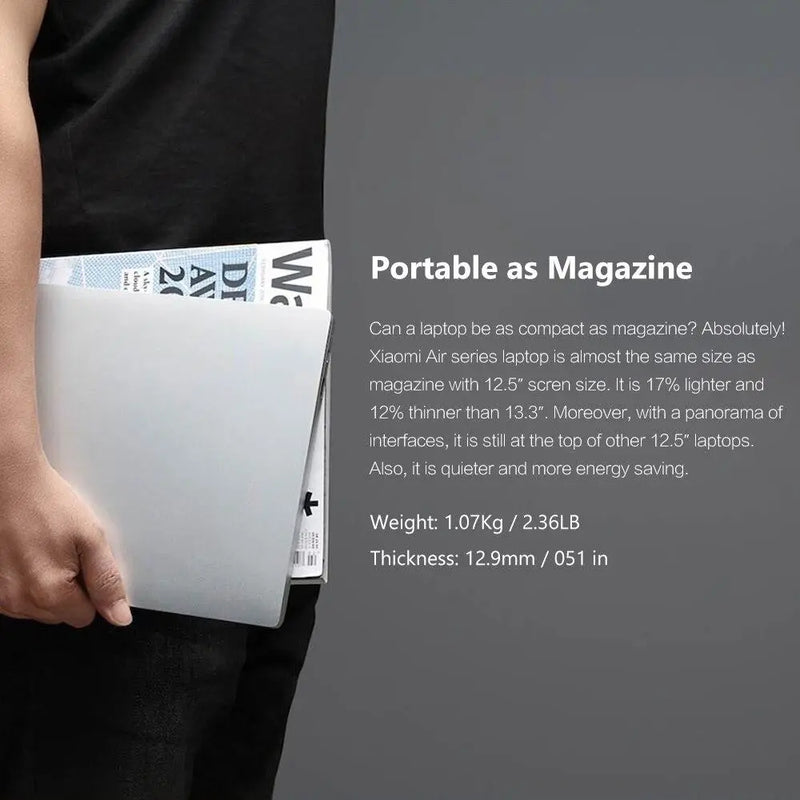2019 Xiaomi Laptop Air 12.5'' Intel Core M3-8100Y Dual Core Notebook 4GB RAM 128GB SSD Dual Band HDMI Camera PC - GreatEagleInc