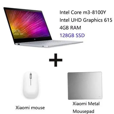 2019 Xiaomi Laptop Air 12.5'' Intel Core M3-8100Y Dual Core Notebook 4GB RAM 128GB SSD Dual Band HDMI Camera PC - GreatEagleInc