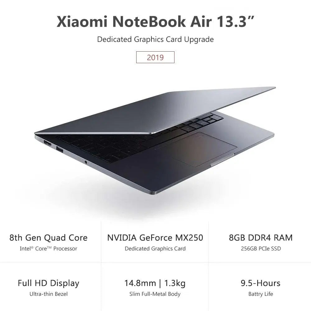 2019 Xiaomi Mi Ultra-thin Laptop Air 13.3" GeForce MX250 256G SSD Intel 8th Quad Core i5/i7 8GB  Fingerprint Recognition PC - GreatEagleInc