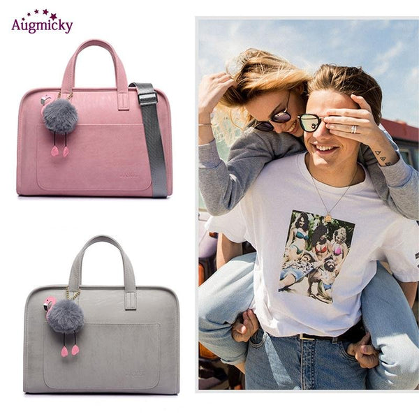 2019 PU Leather Handbag Notebook Laptop Bag waterproof Women Messenger Shoulder Bag Case for MacBook Air Pro 13.3" 14 15.6" inch GreatEagleInc