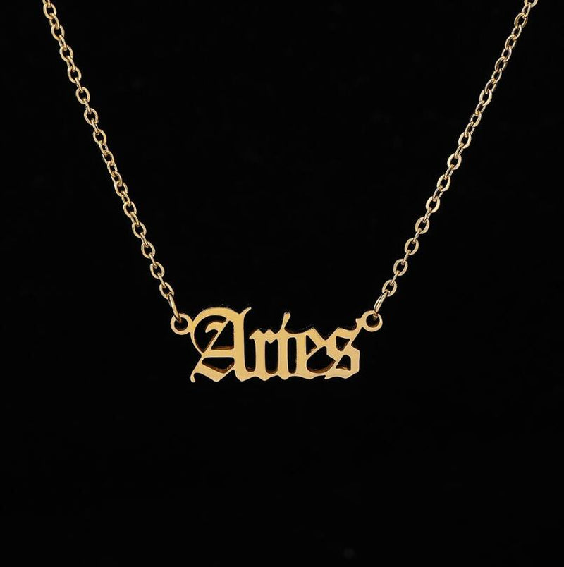 2020 New Constellation Zodiac Necklaces Jewelry for Women Antique Style Designed Letter Taurus Aries Necklaces Collier GreatEagleInc