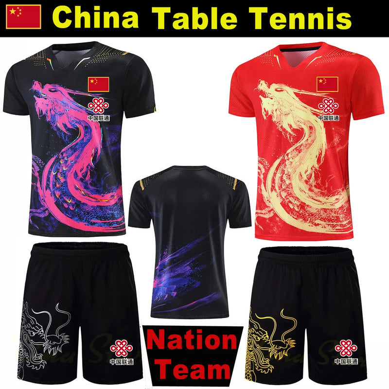 2021 CHINA Dragon Table Tennis Jerseys Shorts Sets Men Women Children Kits Table Tennis Shirt suit Clothes Kids PingPong Shirts