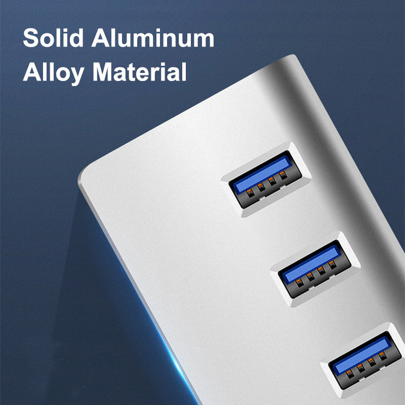 7-port USB 3.0 Hub Aluminum Alloy 60cm Cable Portable Upto 5Gbps Super Speed Anti-slip Charging Splitter For Laptop Desktop