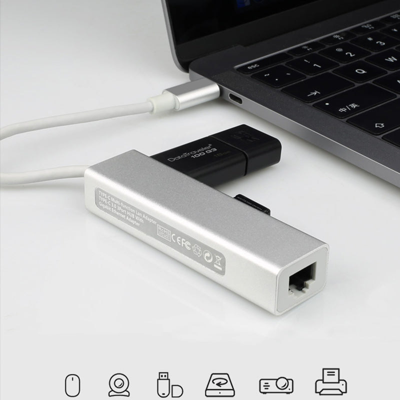 USB Ethernet USB Hub to RJ45 Lan Network Card 10/100 Mbps USB 2.0 3.0 Hub Ethernet Adapter for Mac iOS Laptop PC Windows