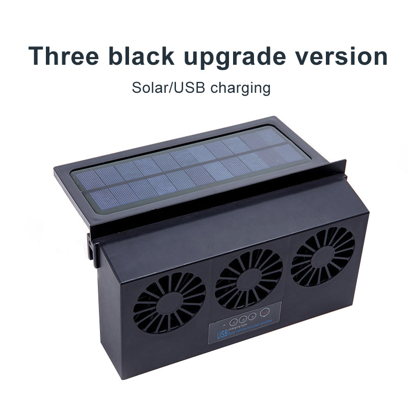 Solar USB Dual Charging Vehicle Cooling Tool Car Exhaust Fan Vehicle Air Circulation Smoke Exhaust Fan Car Ventilation Fan 3 Black Upgrade