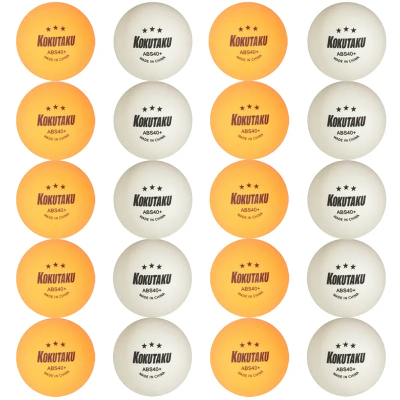 20pcs KOKUTAKU 3 Stars Table Tennis Balls 40+ ABS New Material Plastic Ping Pong Balls Professional Table Tennis Training Balls