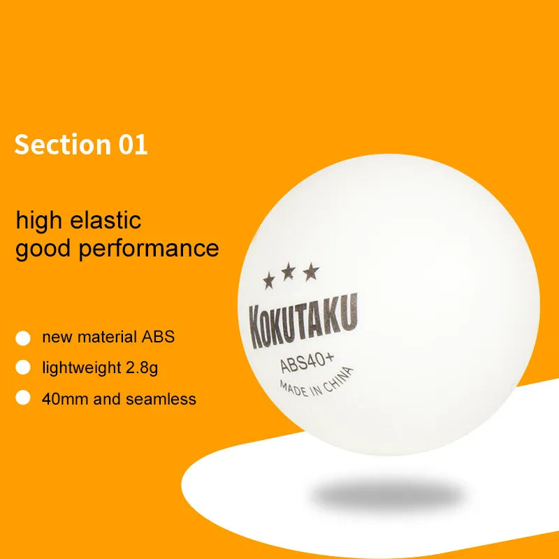 20pcs KOKUTAKU 3 Stars Table Tennis Balls 40+ ABS New Material Plastic Ping Pong Balls Professional Table Tennis Training Balls