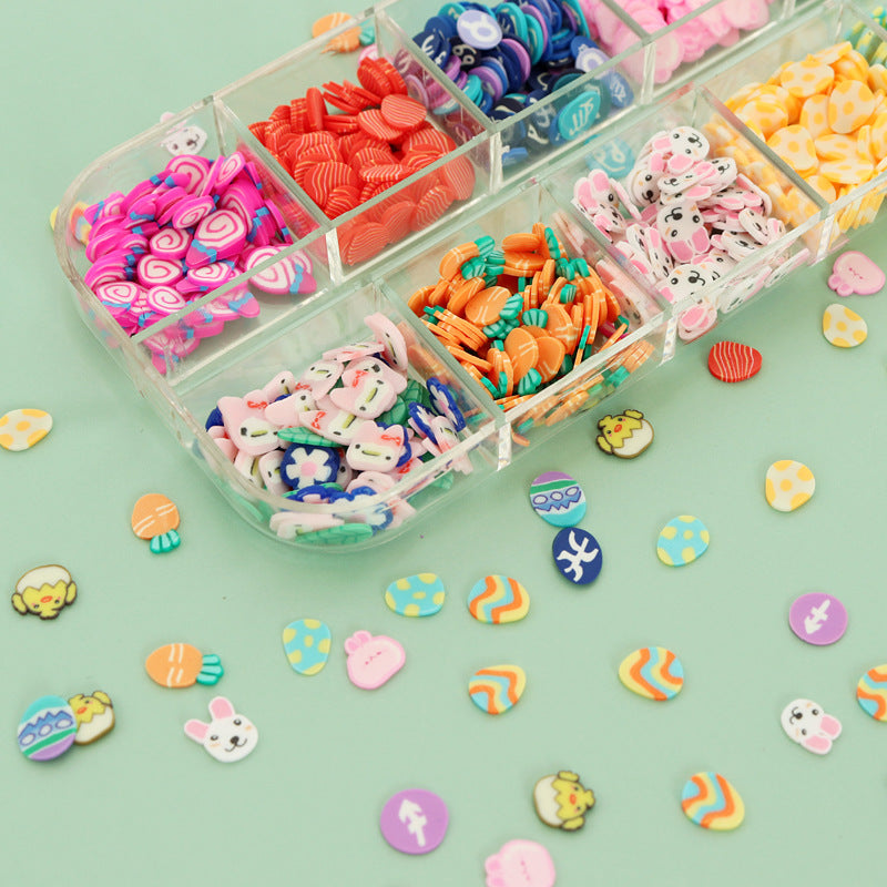 Easter Polymer Clay Slices Nail Art Accessories Professional Nails Decorations Cute Eggs Bunny Decals For Manicure Nail Supplies