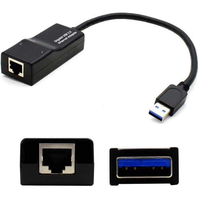 AddOn 8in Lenovo 4X90E51405 Compatible USB 3.0 (A) Male to RJ-45 Female Black Network Adapter Cable Default Title