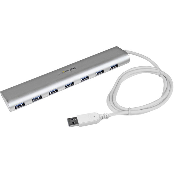 StarTech.com 7 Port Compact USB 3.0 Hub with Built-in Cable - Aluminum USB Hub - Silver Default Title