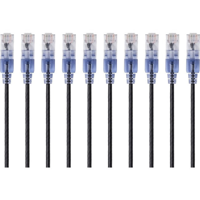 Monoprice 10-Pack, SlimRun Cat6A Ethernet Network Patch Cable, 7ft Black Default Title