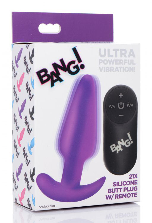 21x Silicone Butt Plug With Remote Purple