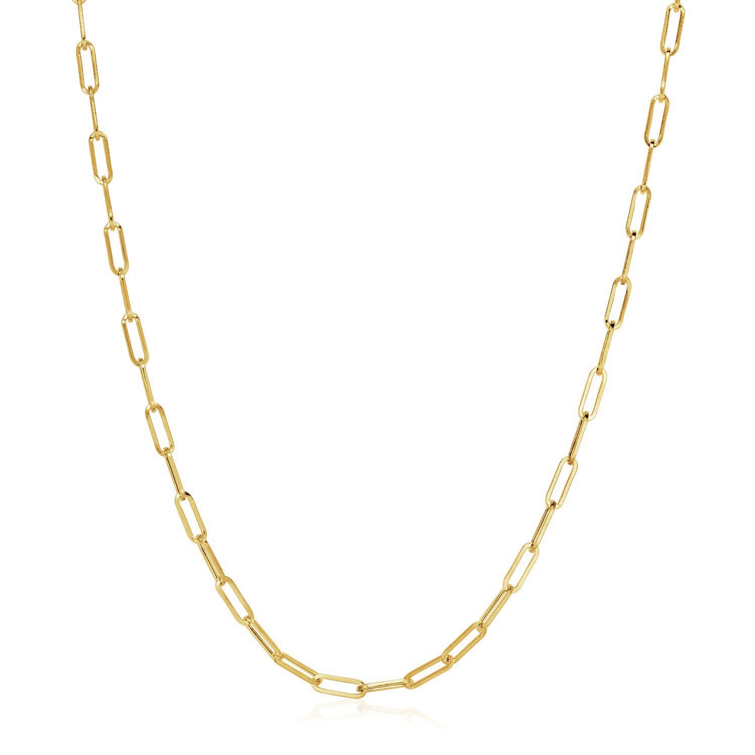 14K Yellow Gold Wide Paperclip Chain (3.3mm) 24"