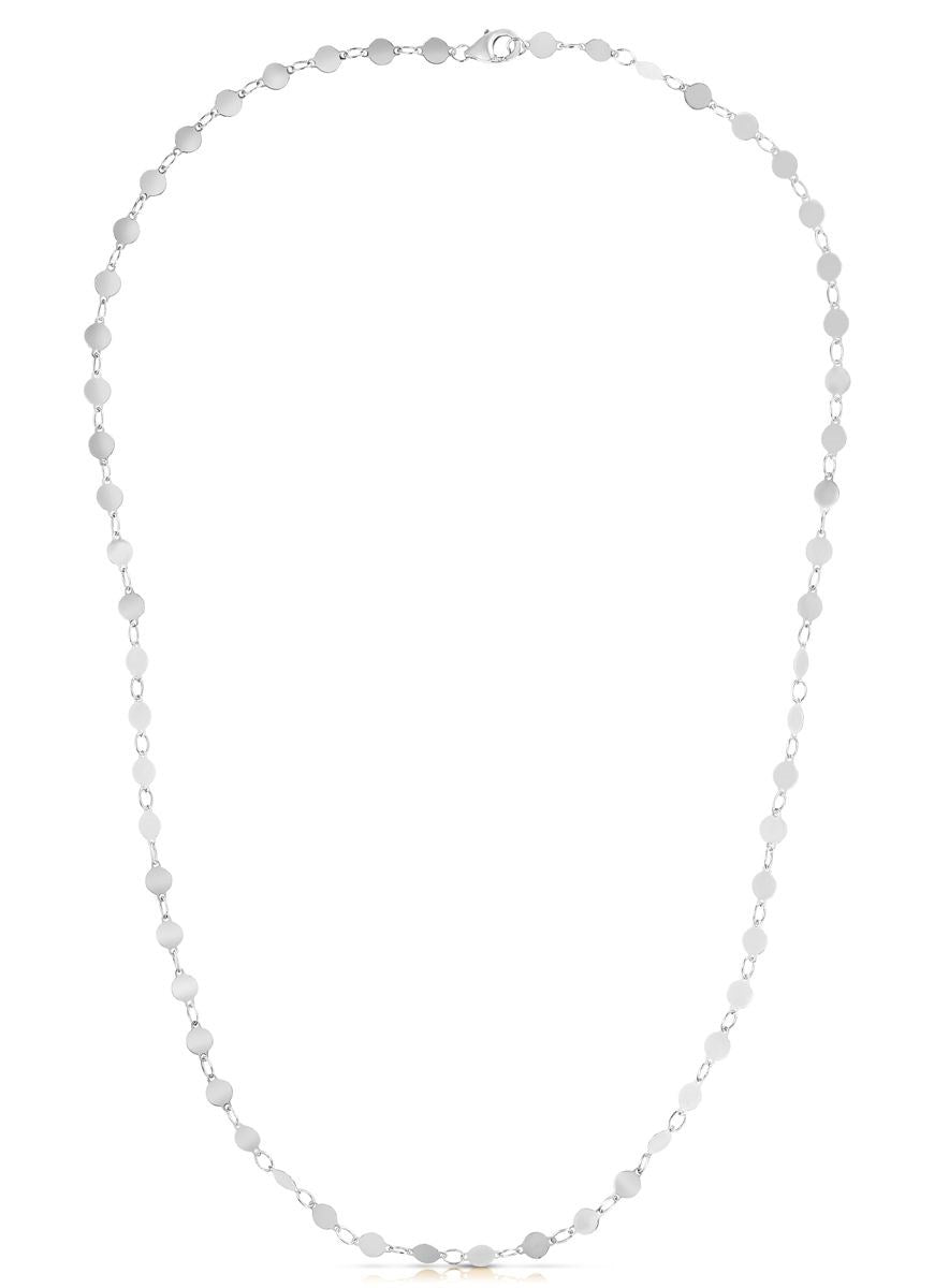 14k White Gold Necklace with Polished Circles 18"