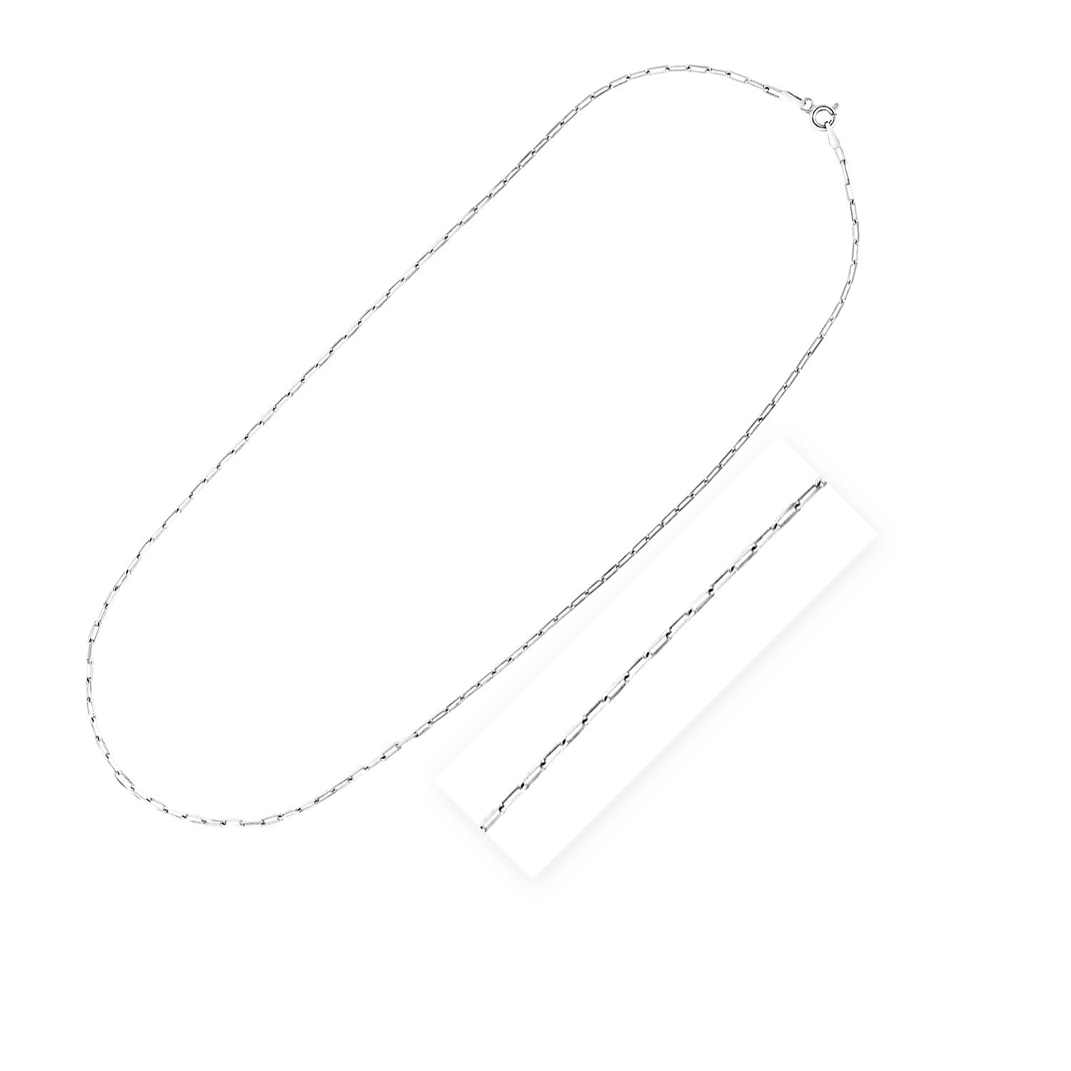 Sterling Silver Rhodium Plated Paperclip Chain (1.8 mm) 16"