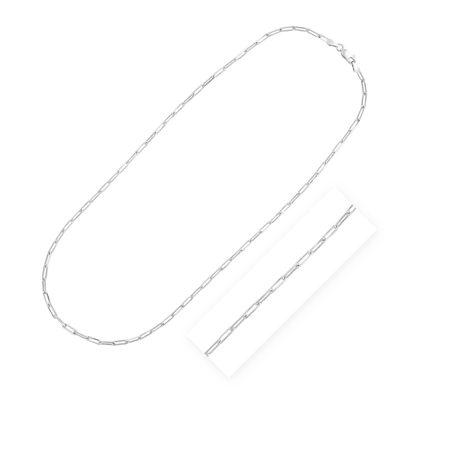 Sterling Silver Rhodium Plated Paperclip Chain (3.0 mm) 20"
