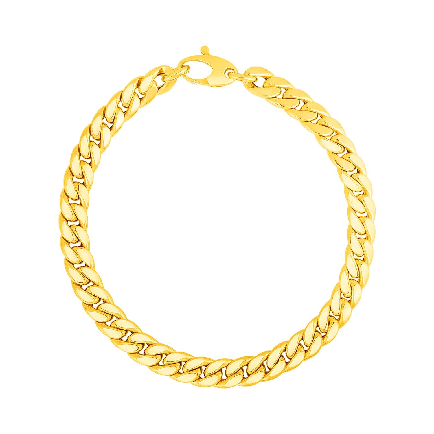 14K Yellow Gold Cuban Link Bracelet 7.25"