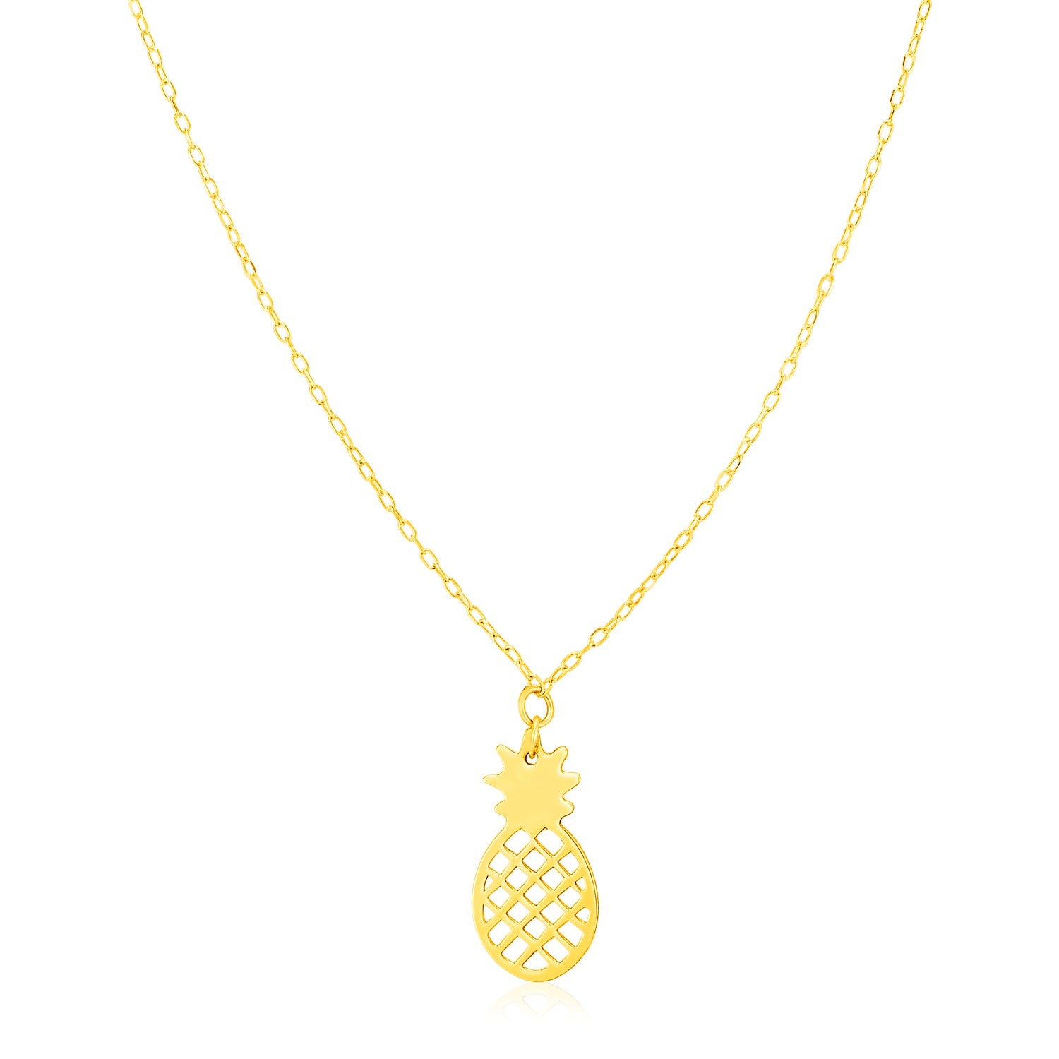 14K Yellow Gold Pineapple Necklace 18"