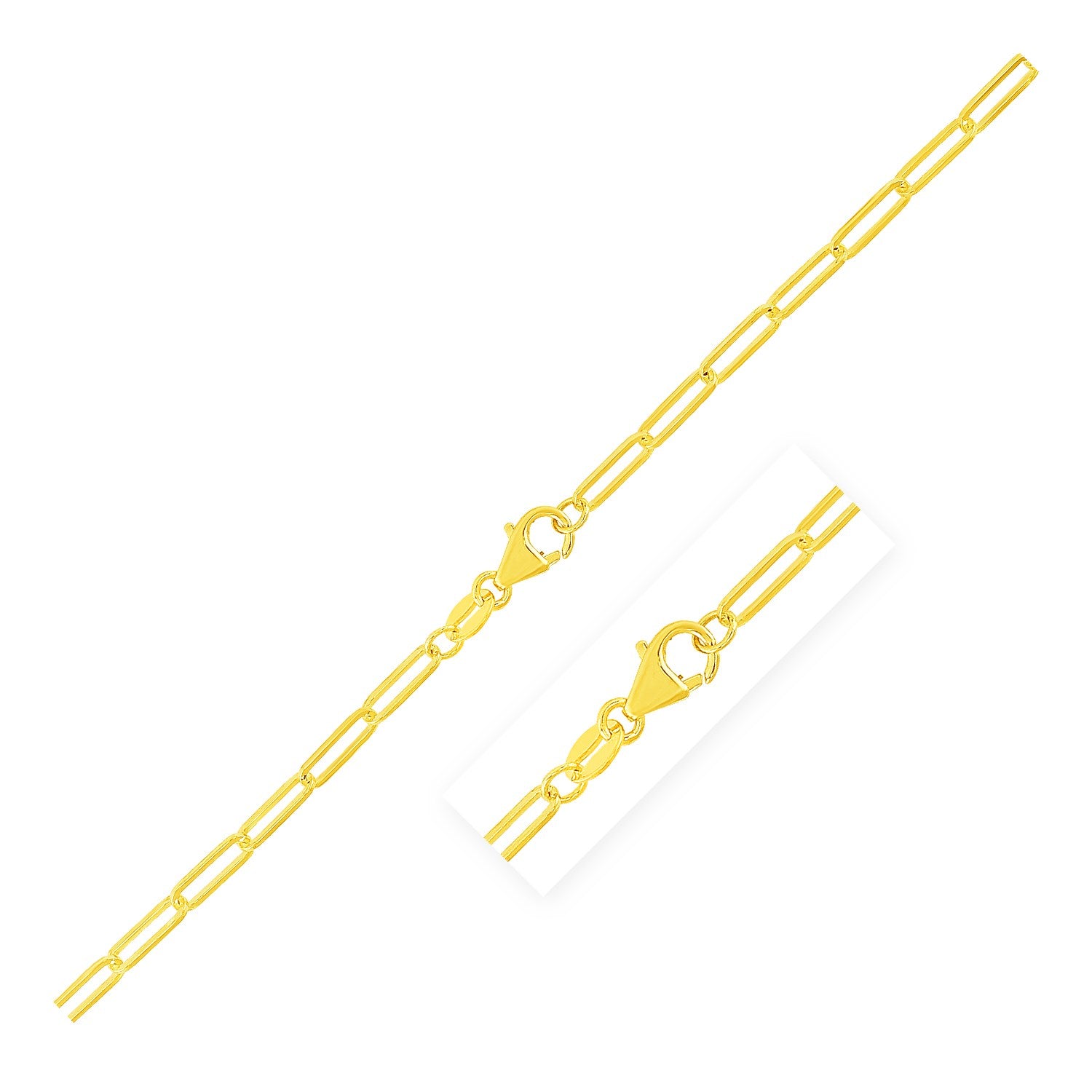 14K Yellow Gold Paperclip Chain (2.5mm) 20"