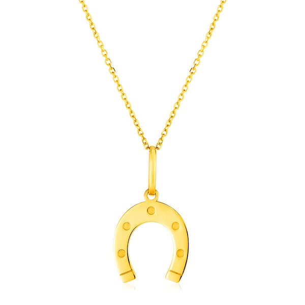 14K Yellow Gold Necklace with Horseshoe 18"