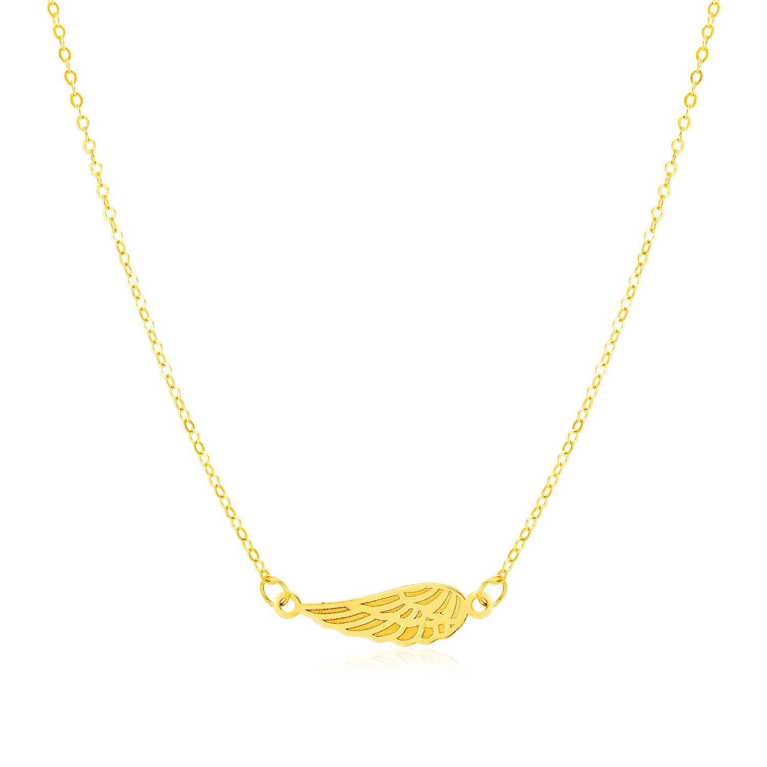 14K Yellow Gold Angel Wing Necklace 18"