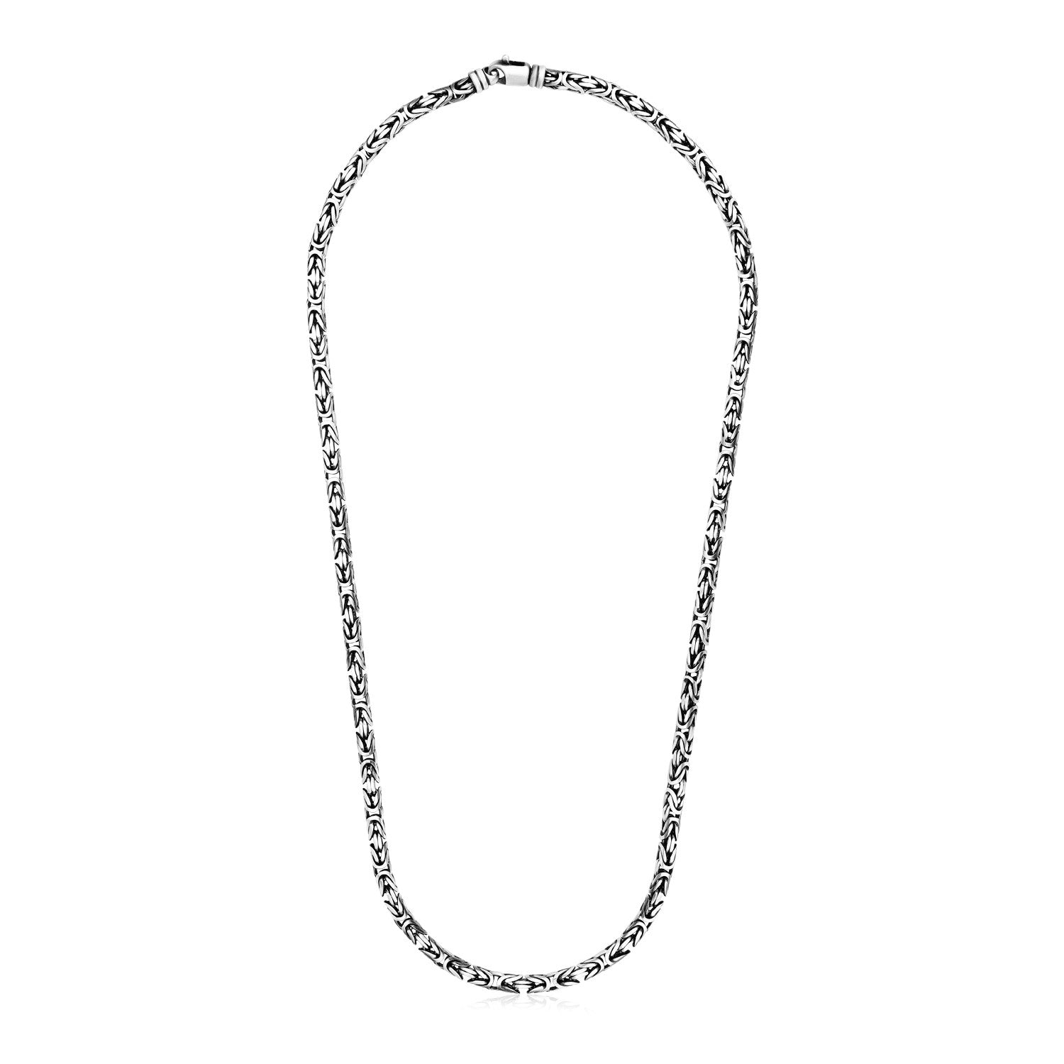 Sterling Silver Gunmetal Finish Byzantine Chain Necklace 24"