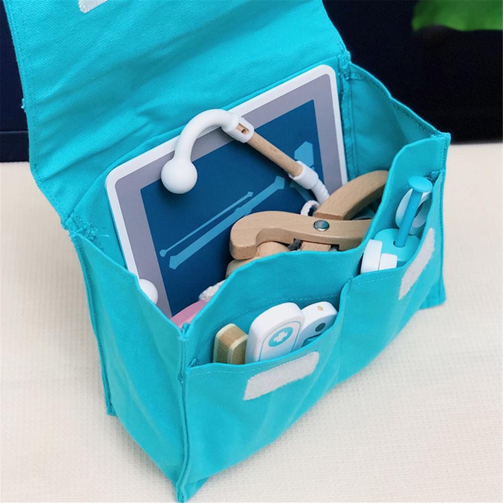 Kids Doctor Playset Pretend Play House Toy Set Wooden Medical Kit Role-playing Props For Nurse Dental Injection Gift For Ages 3+