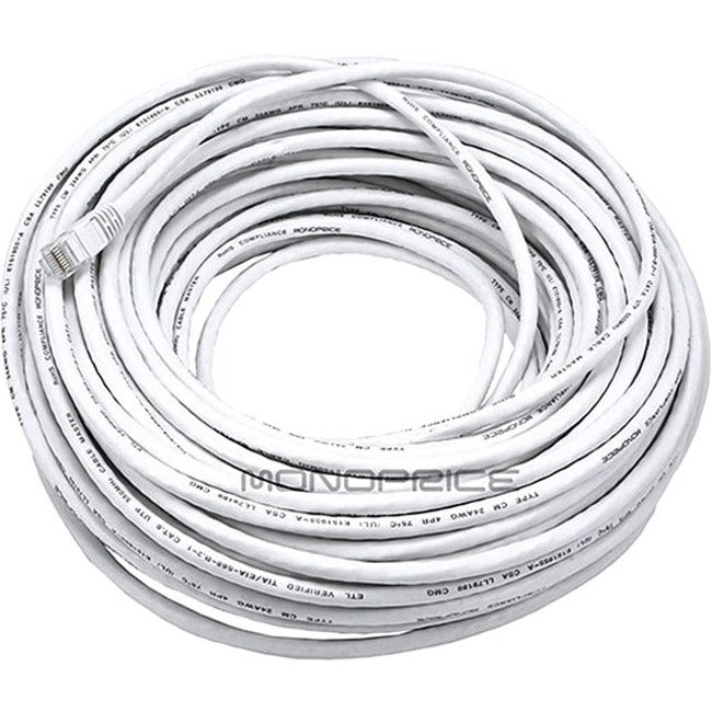 Monoprice Cat5e 24AWG UTP Ethernet Network Patch Cable, 100ft White Default Title