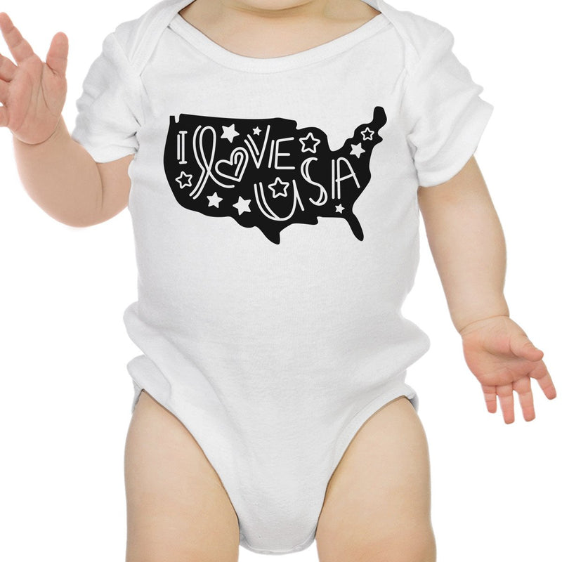 I Love USA White Cotton Baby Bodysuit Cute Gifts For New Army Dads