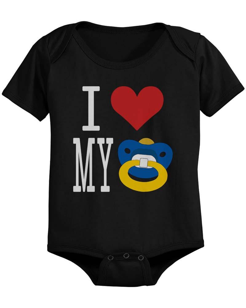 I Love Pacifier Black - Funny Graphic Statement Bodysuit / Infant T-shirt
